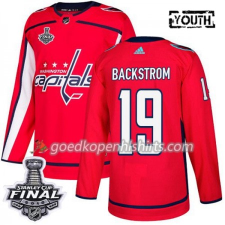 Washington Capitals Nicklas Backstrom 19 2018 Stanley Cup Final Patch Adidas Rood Authentic Shirt - Kinderen